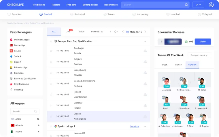 check live mobile app league page preview