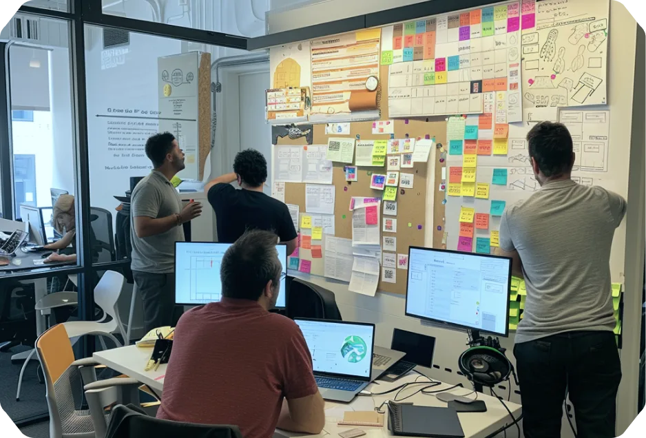 group of people planing strategy in office