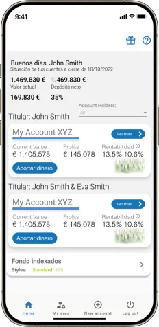 Investment mobile app dashboard bottom preview