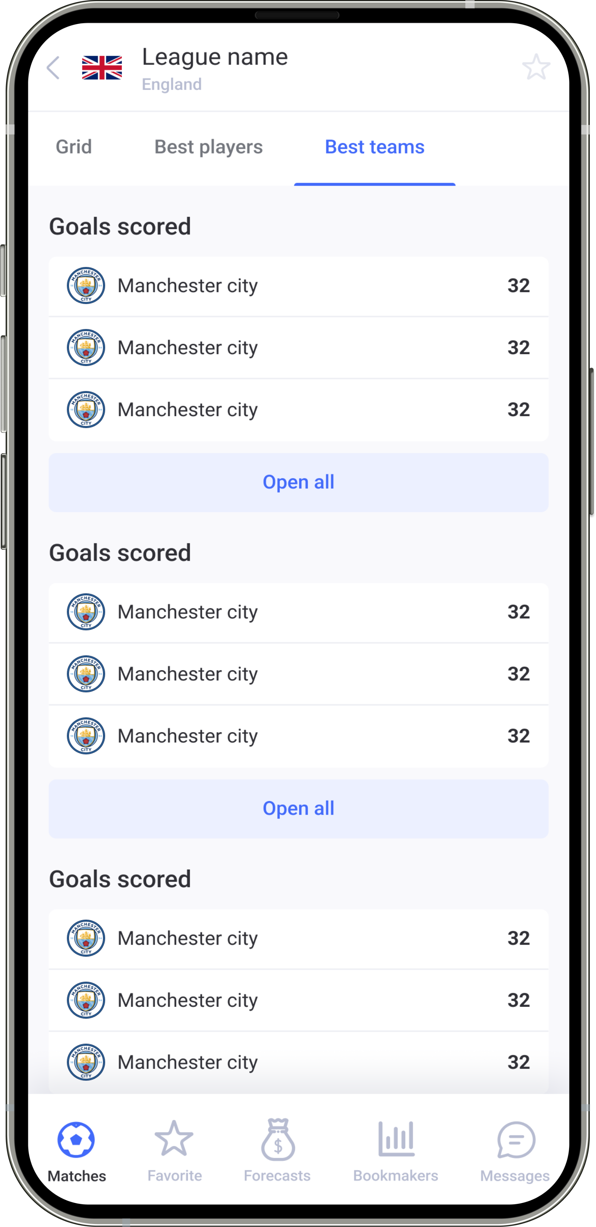 check live mobile app league page preview