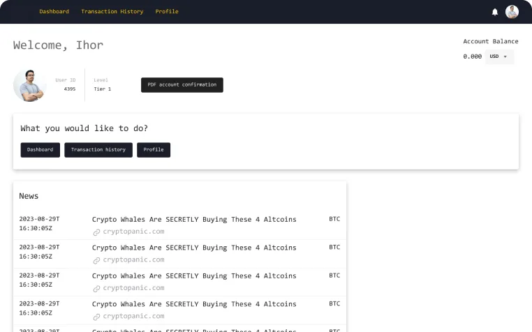 crypto main page preview