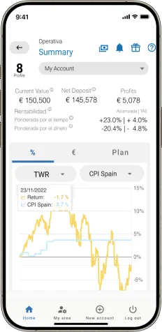 Investment mobile app portfolio bottom preview